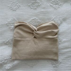 Beige/Cream Twist Bandeau Top